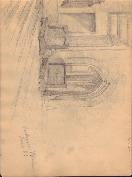Set of 4 Original Pencil Drawings of Reichenau Island, Germany