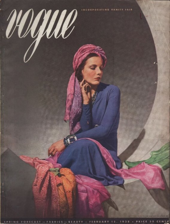 Image for Vogue Magazine, February 15, 1938 Spring Forecast - Fabrics - Beauty Vogue Magazine, February 15, 1938 Spring Forecast - Fabrics - Beauty
