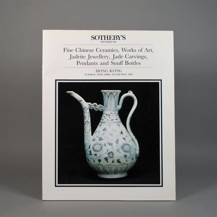 Sotheby's Fine Chinese Ceramics, Works of Art, Jadeite Jewellery, Jade Carvings, Pendants and Snuff Bottles. Hong Kong Tuesday 30th April to 2nd May, 1991.