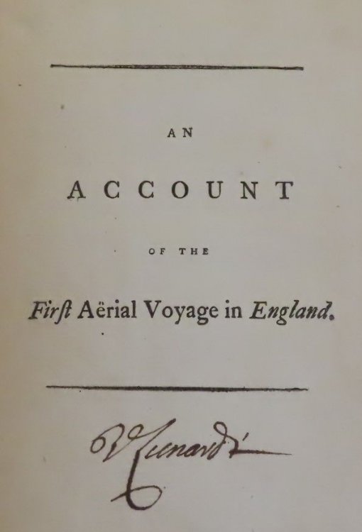 An Account of the First Aerial Voyage in England, in a Series of Letters to His Guardian, Chevalier Gherardo Compagni. Written under the Impressions of the various Events that affected the Undertaking. Signed by Lunardi.