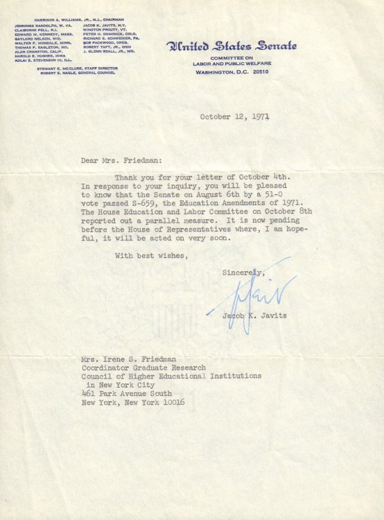 Signed letter - 10/12/1971