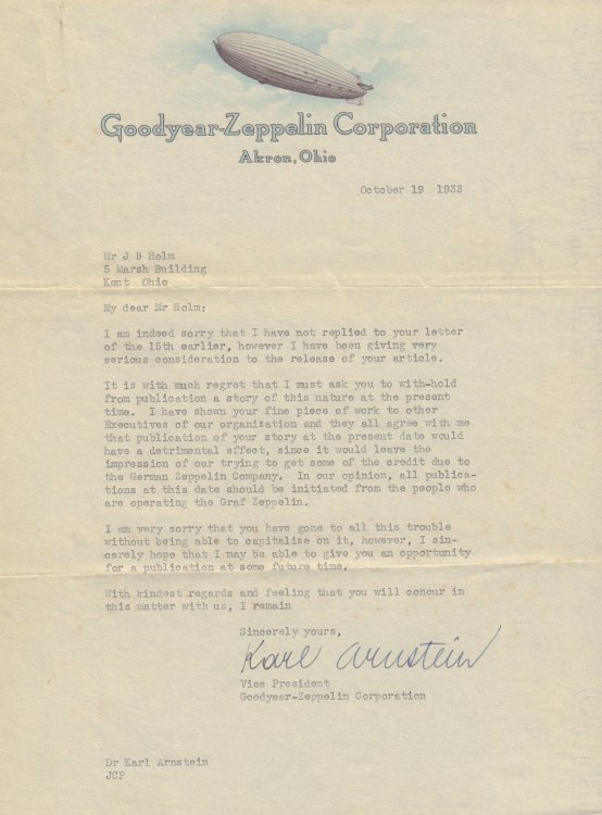 The Story of the Airship; with Accompanying Letters from Karl Arnstein