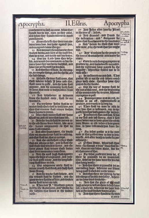 Leaf from King James Bible; Apocrypha Chapter VII. 