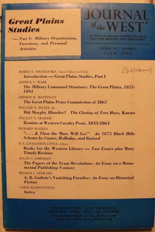Image for Great Plains Studies Journal of the West Volume XV Number 5 July 1976 Great Plains Studies Journal of the West Volume XV Number 5 July 1976