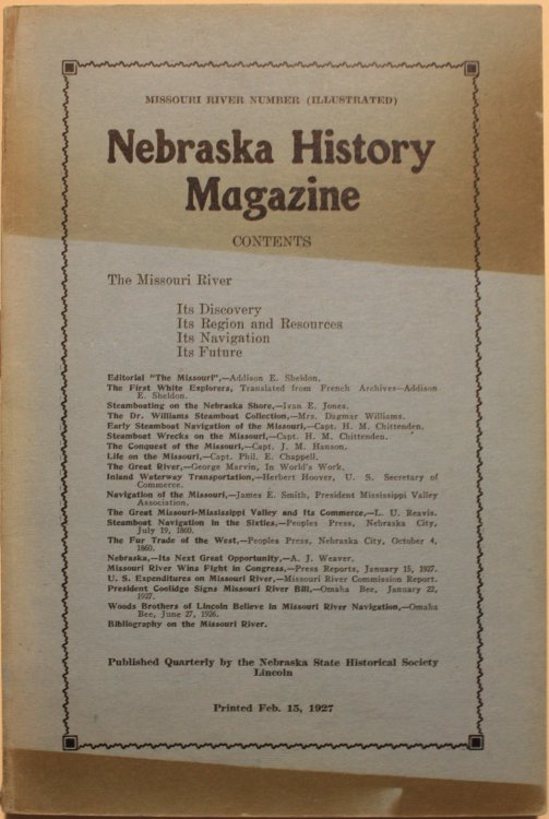 Nebraska History Magazine Volume 8, No. 1