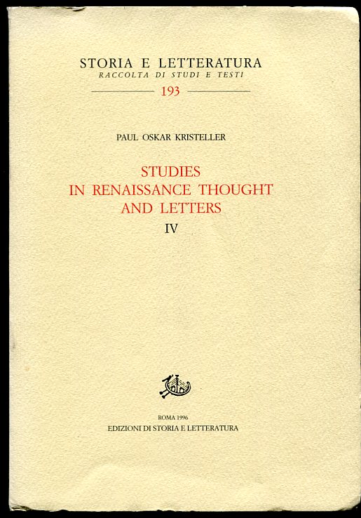Image for Studies in Renaissance Thought and Letters. IV Studies in Renaissance Thought and Letters. IV