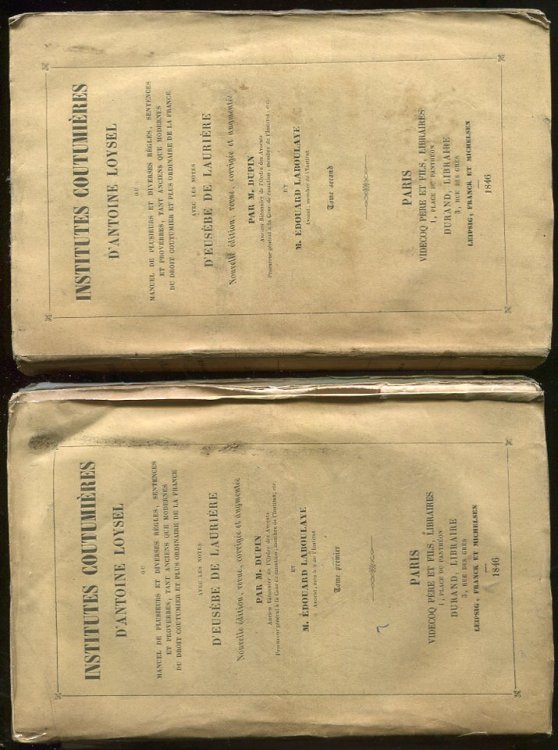 Institutes Coutumieres, 2 Volumes Manuel De Plusieurs Et Diverses Regles, Sentences Et Proverbes, Tant Angiens Que Modernes Du Droit Coutumier Et Plus Ordinaire De La France