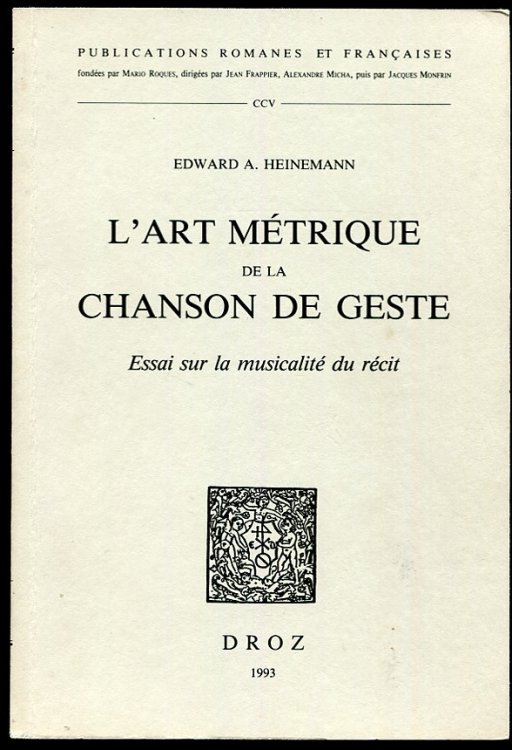 Image for L'Art Metrique De La Chanson De Geste. Essai Sur La Muscialite Du Recit L'Art Metrique De La Chanson De Geste. Essai Sur La Muscialite Du Recit