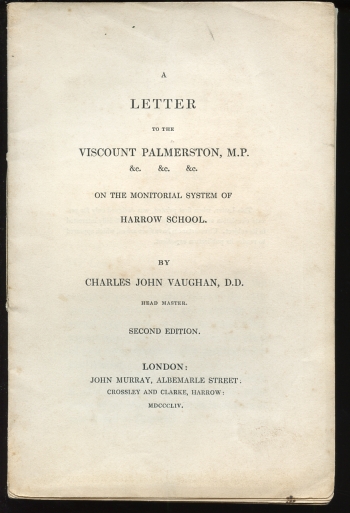 Image for A Letter to the Viscount Palmerston, M. P. & C, on the Monitorial System of Harrow School A Letter to the Viscount Palmerston, M. P. & C, on the Monitorial System of Harrow School