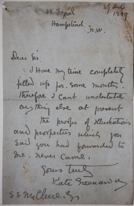Image for Kate Greenaway Signed Letter Dated 29 December, 1889 Kate Greenaway Signed Letter Dated 29 December, 1889