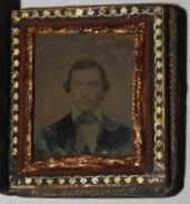 Miniature Daguerreotype of Handsome Young Man Housed in a Paper Mache Mother-of-Pearl Case