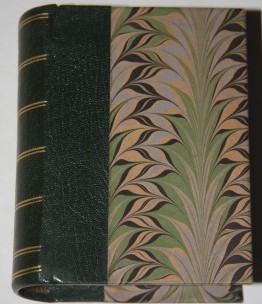 [Faux Book] Attractive Dummy Book with Green Morocco Spine and Marbled Paper Boards and Edges
