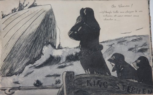 Album of 58 Original Pen-and-Ink and Watercolored Caricatures and Cartoons During World War One