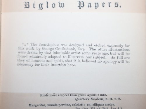 Image for The Biglow Papers: By James Russell Lowell. WIth Additional Notes, An Explained Glossary, and Coloured Illustrations by George Cruikshank The Biglow Papers: By James Russell Lowell. WIth Additional Notes, An Explained Glossary, and Coloured Illustrations by George Cruikshank