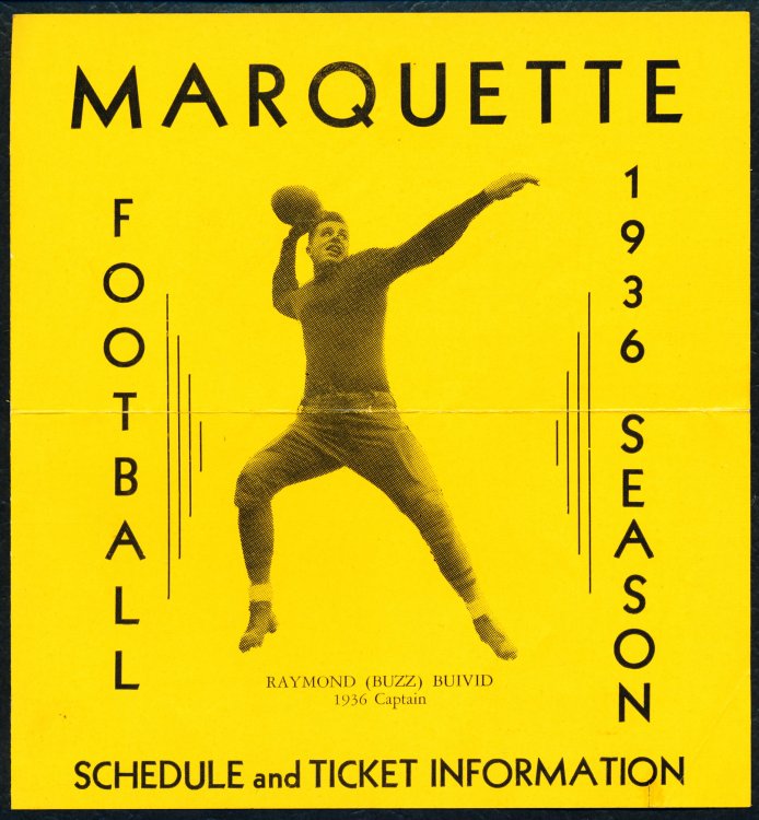Image for MARQUETTE FOOTBALL 1936 SEASON. Schedule and Ticket Information. MARQUETTE FOOTBALL 1936 SEASON. Schedule and Ticket Information.