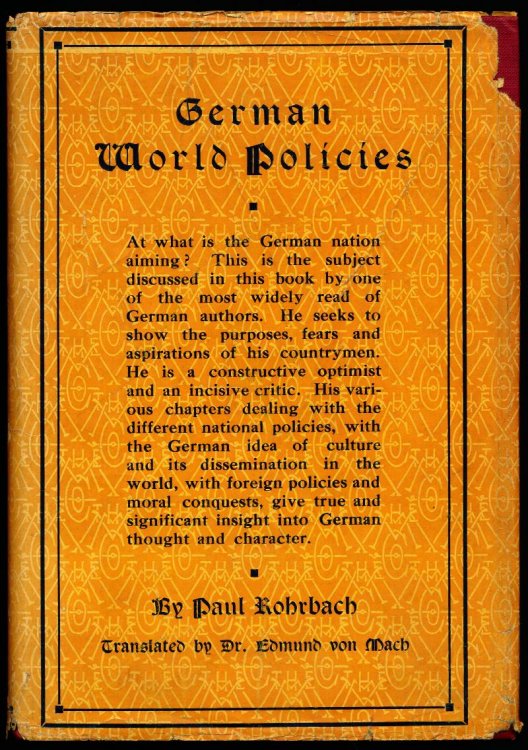 Image for GERMAN WORLD POLICIES (Der Deutsche Gedanke in Der Welt). GERMAN WORLD POLICIES (Der Deutsche Gedanke in Der Welt).