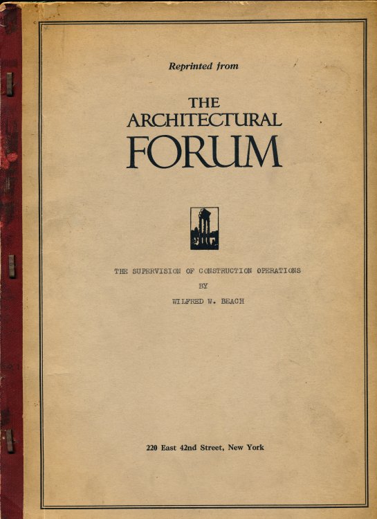 Image for THE SUPERVISION OF CONSTRUCTION OPERATIONS. Reprinted from The Architectural Forum. THE SUPERVISION OF CONSTRUCTION OPERATIONS. Reprinted from The Architectural Forum.