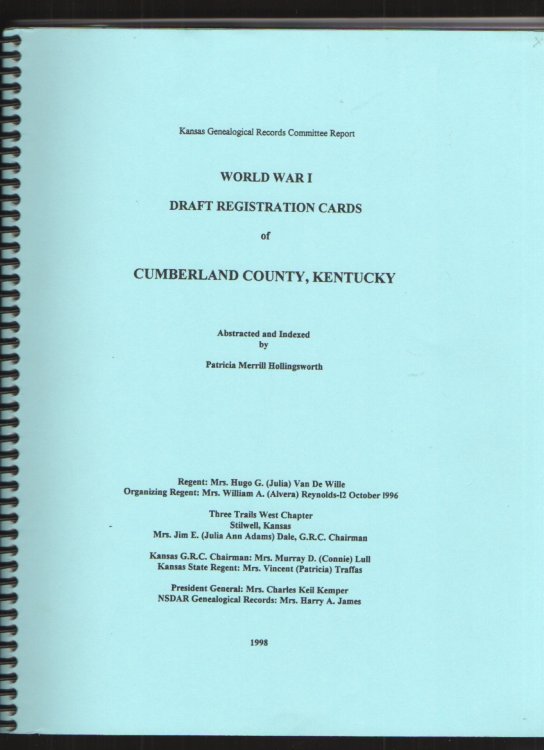 Image for World War I Draft Registration Cards of Cumberland County, Kentucky World War I Draft Registration Cards of Cumberland County, Kentucky