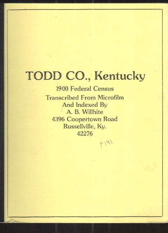 Image for Todd Co. , Kentucky 1900 Federal Census Todd Co. , Kentucky 1900 Federal Census