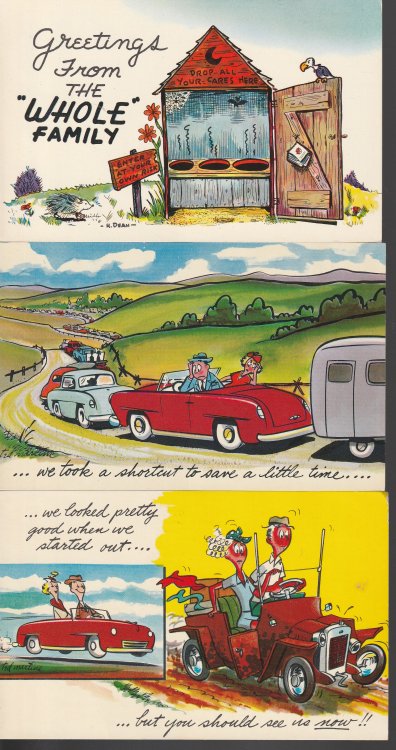 Travel Cartoons Comic Humor x3 Postcards circa 1960 H Dean Art