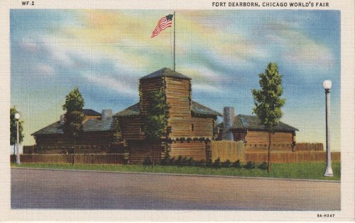 Fort Dearborn Chicago World's Fair 1933 Vintage Postcard Linen Rare