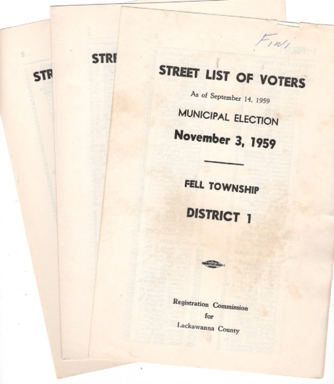 Image for Street List of Voters As of September 14, 1959 Municipal Election November 3, 1959 Fell Township District 1, District 3, District 4 Street List of Voters As of September 14, 1959 Municipal Election November 3, 1959 Fell Township District 1, District 3, District 4