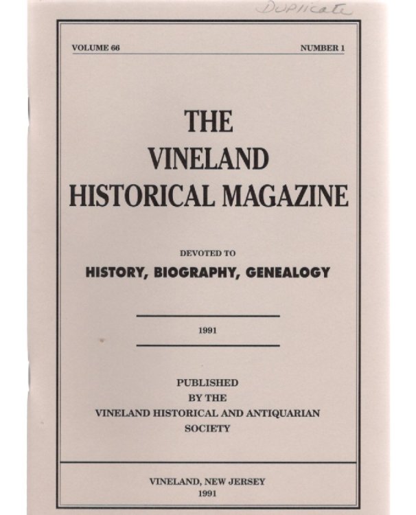 Image for The Vineland Historical Magazine Volume 66 No. 1 1991 The Vineland Historical Magazine Volume 66 No. 1 1991