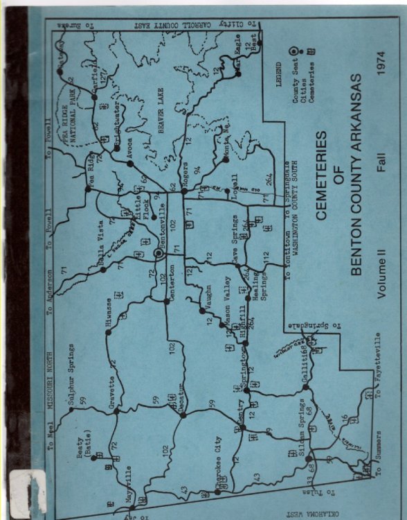 Image for Cemeteries of Benton County Arkansas Volume II Fall 1974 Cemeteries of Benton County Arkansas Volume II Fall 1974