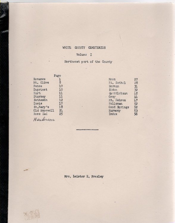 Image for White County Cemeteries Volume I Northwest part of the County White County Cemeteries Volume I Northwest part of the County