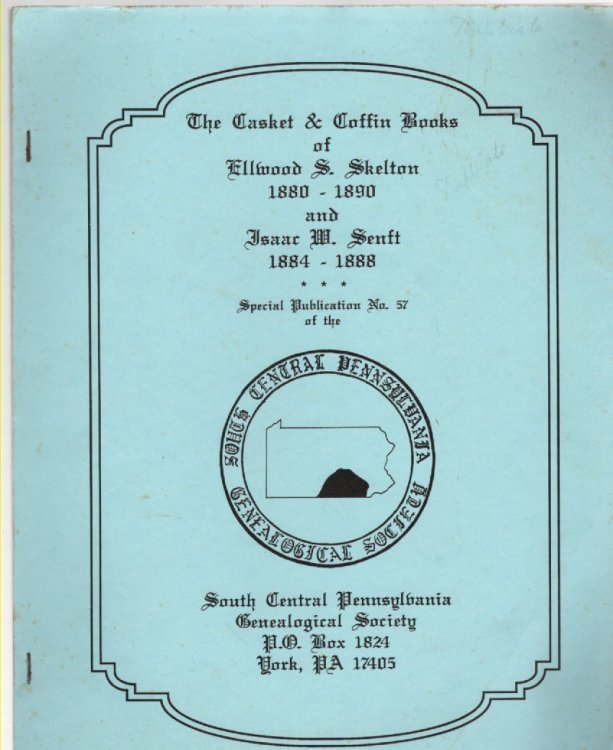 The Casket & Coffin Books of Ellwood S. Skelton 1880-1890 and Isaac W. Senft 1884-1888