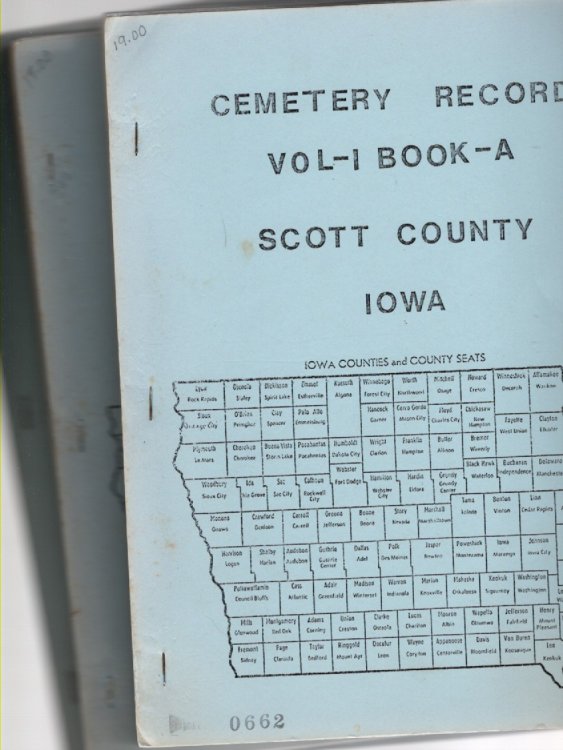 Image for Scott County, Iowa Cemetery Records Volume 1 Book A; Volume 1 Book B, Index - Vol. 1 (3 volumes) Scott County, Iowa Cemetery Records Volume 1 Book A; Volume 1 Book B, Index - Vol. 1 (3 volumes)