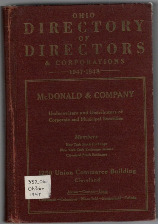 Image for Ohio Directory of Directors & Corporations 1947-48 Ohio Directory of Directors & Corporations 1947-48