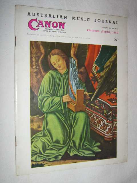 Image for Canon: Australian Music Journal vol 13 nos 4, 5 (in one edition) : Nov-Dec 1959 Canon: Australian Music Journal vol 13 nos 4, 5 (in one edition) : Nov-Dec 1959