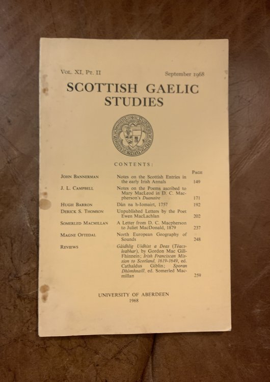 Image for Unpublished Letters by the Poet Ewen MacLachlan Scottish Gaelic Studies Vol. XI Part II September 1968 Notes on the Scottish Entries in the Early Irish Annals Unpublished Letters by the Poet Ewen MacLachlan Scottish Gaelic Studies Vol. XI Part II September 1968 Notes on the Scottish Entries in the Early Irish Annals