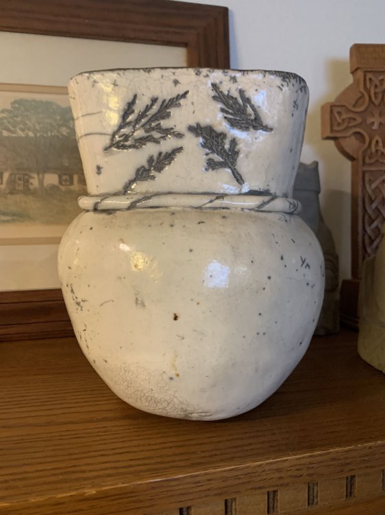Image for Handmade Large White Mohawk Pot 9 x 6 Handmade Large White Mohawk Pot 9 x 6