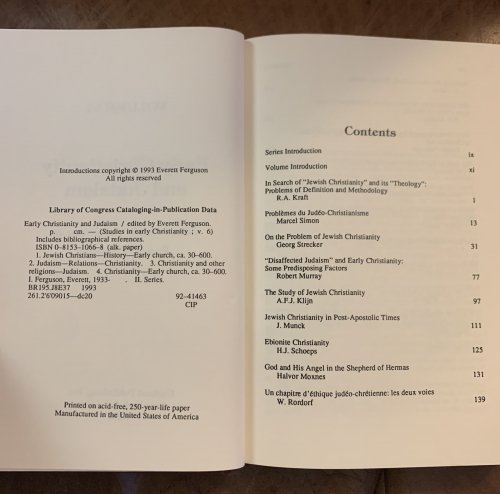 Image for Studies In Early Christianity, Early Christianity And Judaism VOL VI Studies In Early Christianity, Early Christianity And Judaism VOL VI