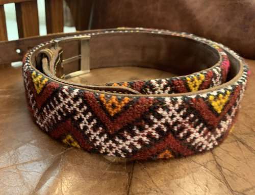 Handmade Moroccan Woven Carpet Leather Belt L-XL