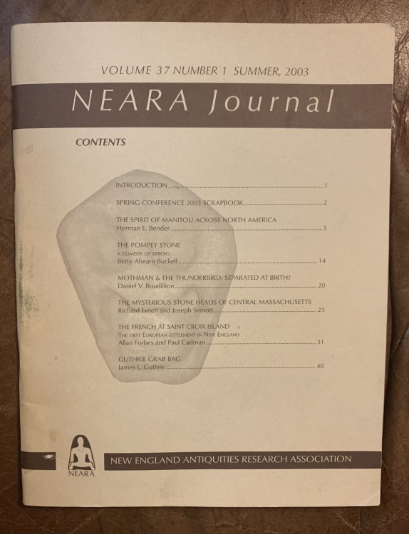 Image for The Mysterious Stone Heads Of Central Massachusetts NEARA JOURNAL Volume 37 Number 1 Summer 2003 The Mysterious Stone Heads Of Central Massachusetts NEARA JOURNAL Volume 37 Number 1 Summer 2003