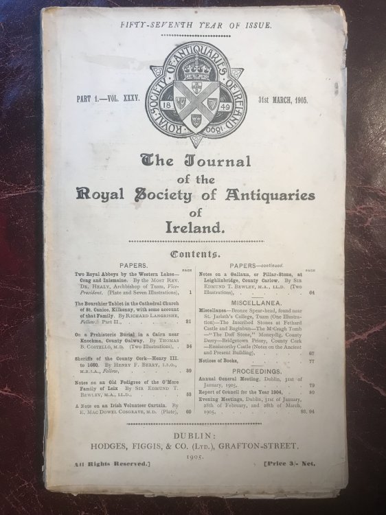 Image for The Journal of The Royal Society of Antiquaries of Ireland Part 1. VOL. XXXV March 31st. 1905 On a Prehistoric Burial in a Cairn near Knockma, County Galway. Thomas B. Costello. On a Prehistoric Burial in a Cairn Near Knockma, County Galway (Two Illustrations) The Journal of The Royal Society of Antiquaries of Ireland Part 1. VOL. XXXV March 31st. 1905 On a Prehistoric Burial in a Cairn near Knockma, County Galway. Thomas B. Costello. On a Prehistoric Burial in a Cairn Near Knockma, County Galway (Two Illustrations)