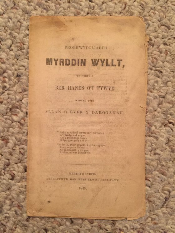 Image for Myrddin Wyllt Ber Hanes O'I Fywyd Allan O' Lyfr Y Daroganau Wild Merlin Chapbook Tym O'R Nant Original 1849 Edition Myrddin Wyllt Ber Hanes O'I Fywyd Allan O' Lyfr Y Daroganau Wild Merlin Chapbook Tym O'R Nant Original 1849 Edition