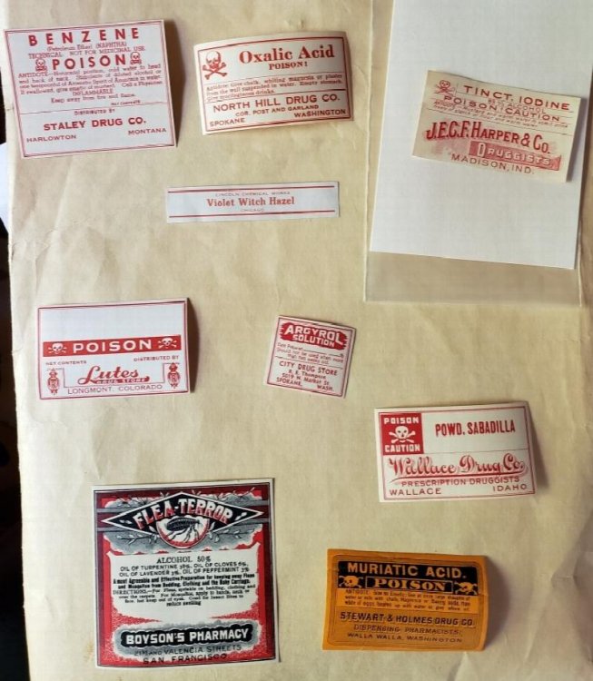 Image for Collection of Nine Original Poison Labels, c. 1880s-1930s Collection of Nine Original Poison Labels, c. 1880s-1930s