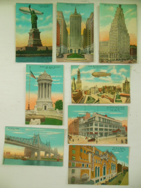 Postcards New York City Statue of Liberty, Zeppelin (nien cards)