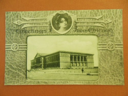 Greetings From Chicago, Chicago Art Institute Black and White Postcard