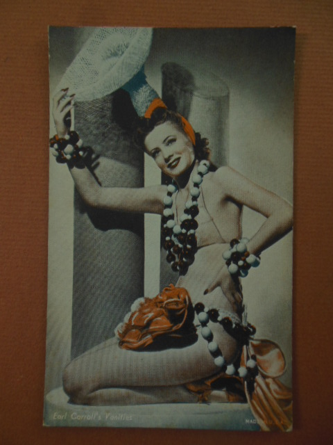 Tinted Postcard Earl Carrol's Vanities Showgirl