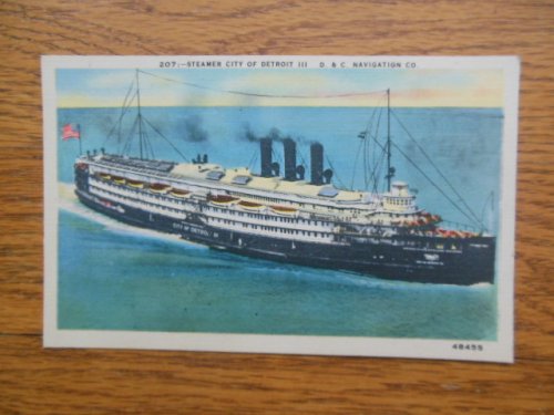 Linen Postcard City of Detroit III Steamer