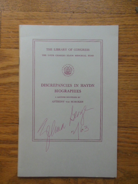 Discrepancies in Haydn Biographies SIGNED by Zelma George (1962)