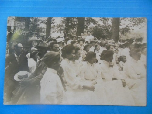 Real Photo Postcard Sunday School Picnic Brewster Grove (1909)
