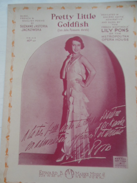 Image for Pretty Little Goldfish Lily Pons Sheet Music (1931) Pretty Little Goldfish Lily Pons Sheet Music (1931)