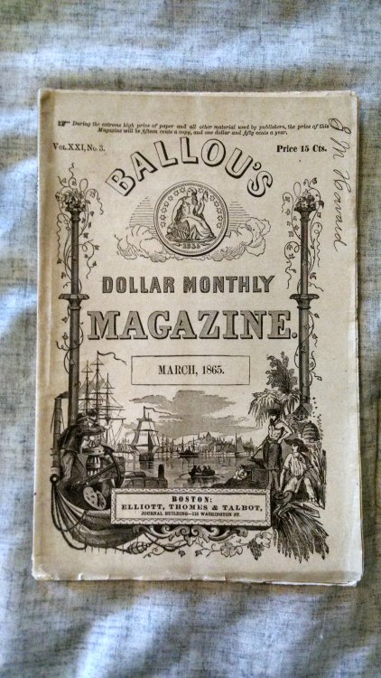 BALLOU' DOLLAR MONTHLY MAGAZINE MARCH 1865