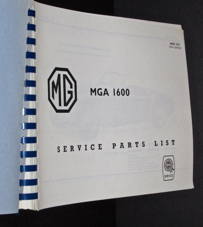Image for MG MGA 1600 Mk.1 & Mk.2 Service Parts List. MG MGA 1600 Mk.1 & Mk.2 Service Parts List.